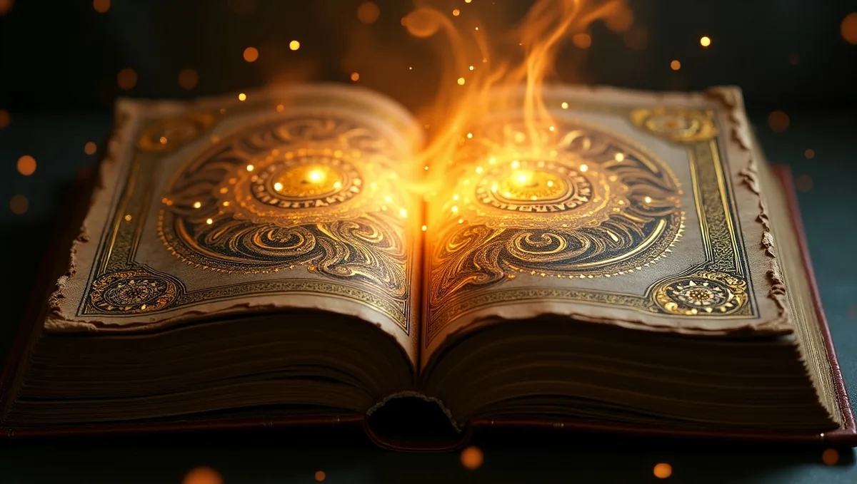 Золотой поток над страницами старинной книги